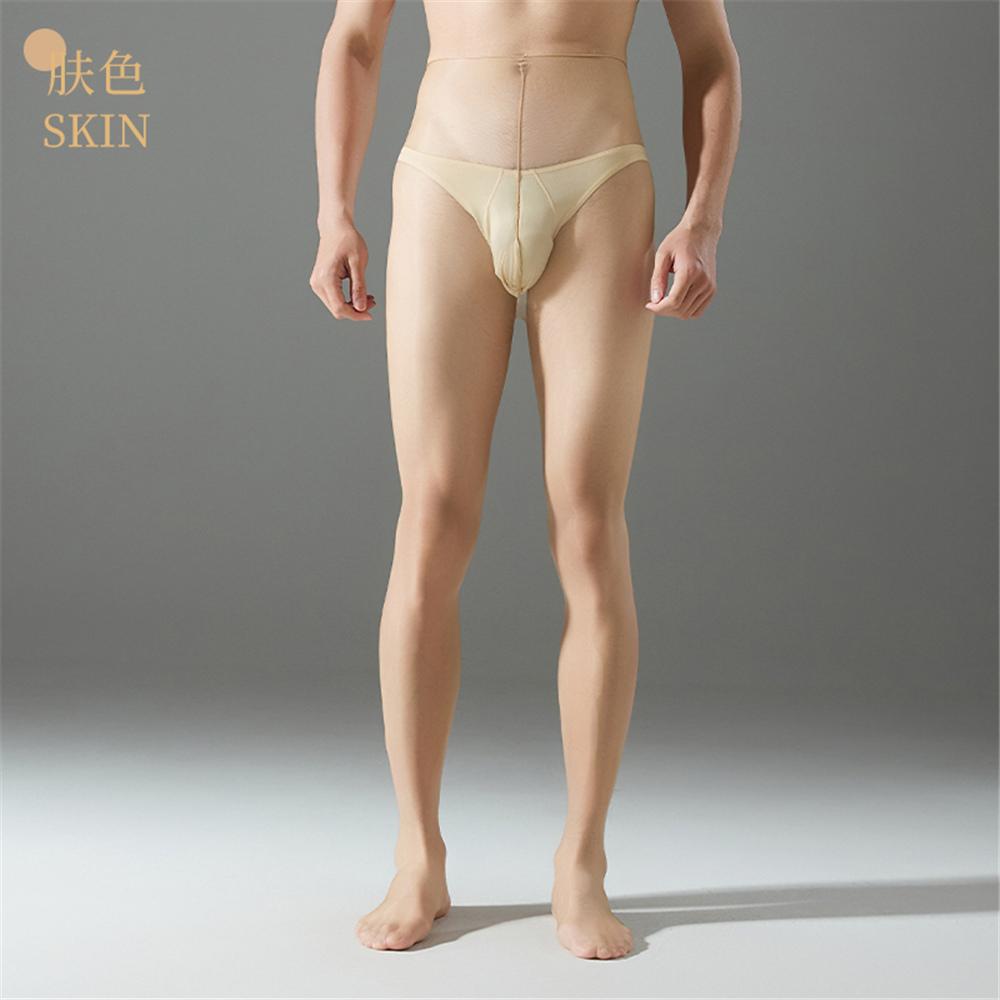 Sexy Men Thin COCKring Stockings Sheer See Through Pantyhose Oil Gloosy Shiny U Convex Pouch Tights Gay Wear Pantyhose
