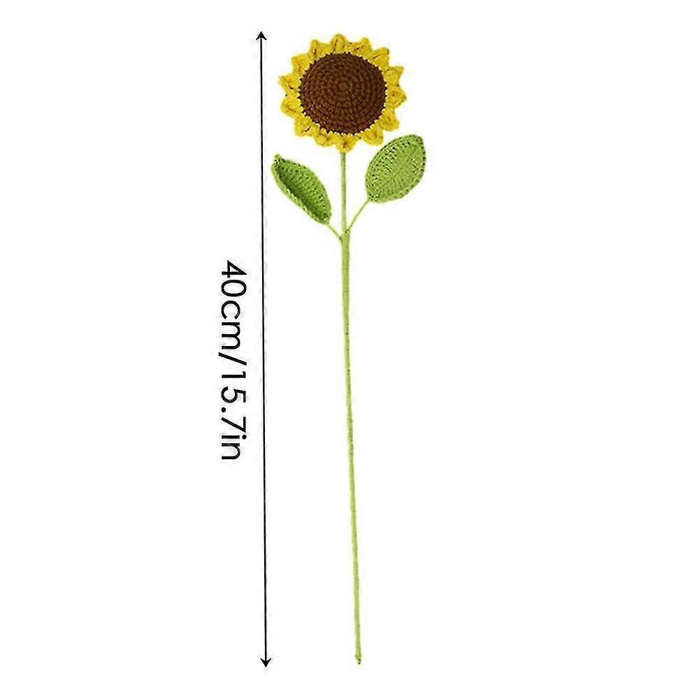 Crochet Sunflower Crochet Artificial Sun Flower Decor Knitted Wool Sunflowers Artificial Flower Wall Decor Wedding Bouquet - DD