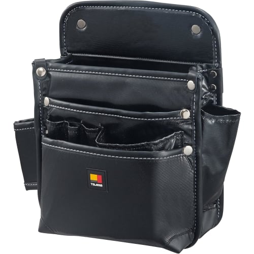 Tajima Safe System Detachable Waist Pouch with Twin Hooks and 3-Tier Large Nail Pouch, Made of Moisture-Resistant High-Density Nylon (SFKBN-KG3L2H). E