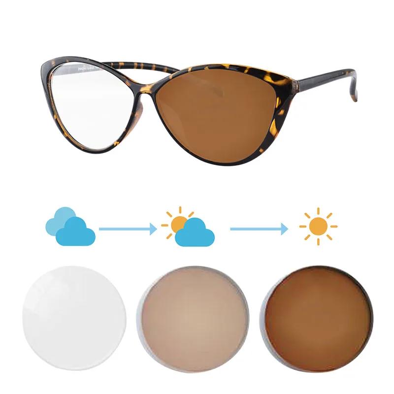 SHINU Cat Eye Frame Women Glasses Photochromic Lenses Myopia Diopter Pink Blue Purple Grey Brown No Astigmatism
