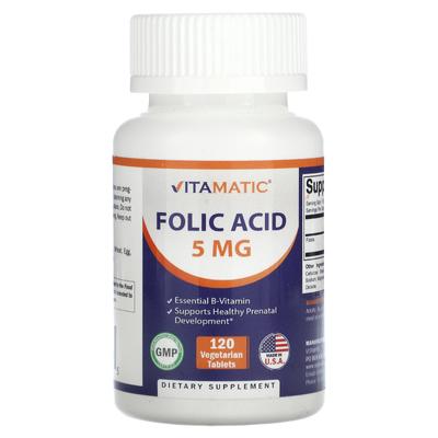Vitamatic, Folsäure, 5 mg, 120 vegetarische Tabletten