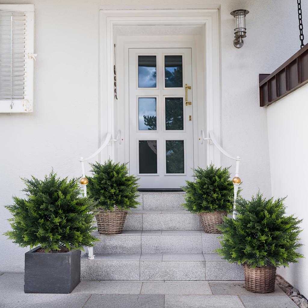 2pcs Outdoor Artificial Greenery - High-Quality Large Spherical Pine Trees with Ground Stakes, for Indoor/Outdoor Garden Decor