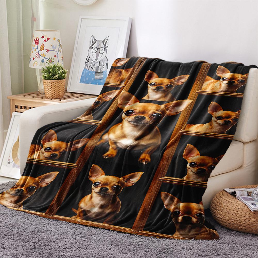 1 Stück Yorkshire Chihuahua Druck Flanelldecke, Hohe Qualität, Bequem für alle Jahreszeiten, Heimdekoration, Wärme und Komfort, Perfekt für Weihnachtsgeschenke