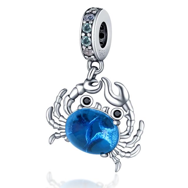 FitNew Original Bracelets 100% 925 Sterling Silver Oecan Blue Sea Turtle Starfish Mermaid Charms Beads DIY Jewelry Making