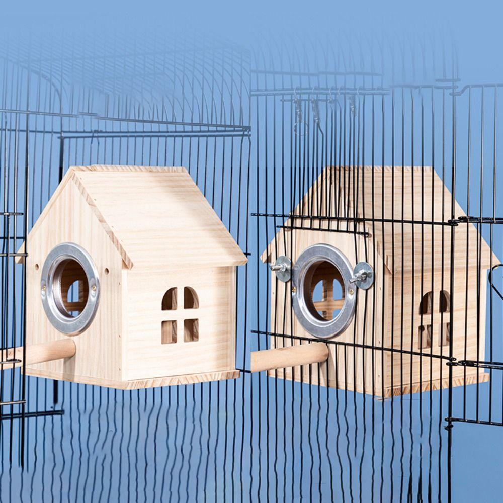 Rainproof Wood Bird House Large Space Bird Nesting Box Practical Birds Breeding Box  For Bird Cage