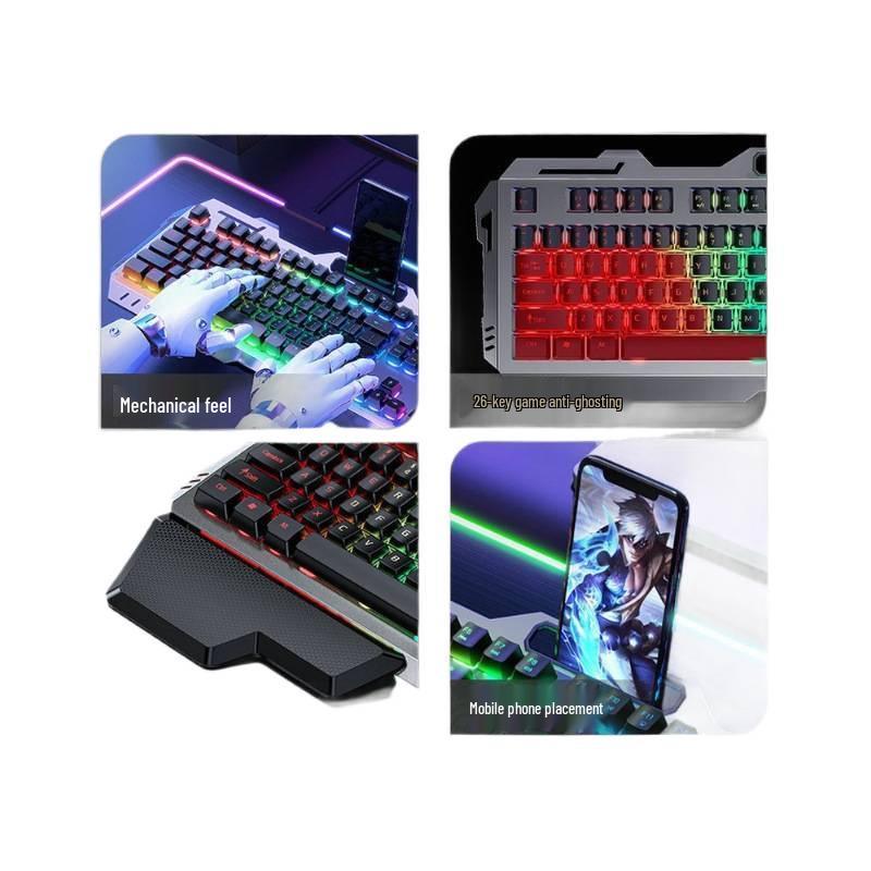 Wired E-sports Mechanical Keyboard, Mouse, and Headset Set for Laptop Gaming.