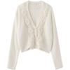 Korean Style 3D Rose V-Neck Wool Cardigan Sweater for Women
