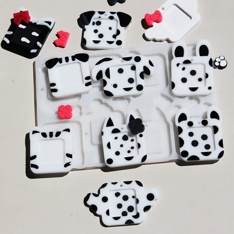 WTEMPO DIY Resin Animal Ears Shaped Design Mold Puppy Kitten Cute Pet Photo Frame Pendants Making Mold Silicone Mold for Pet Lover and Pet Adopters
