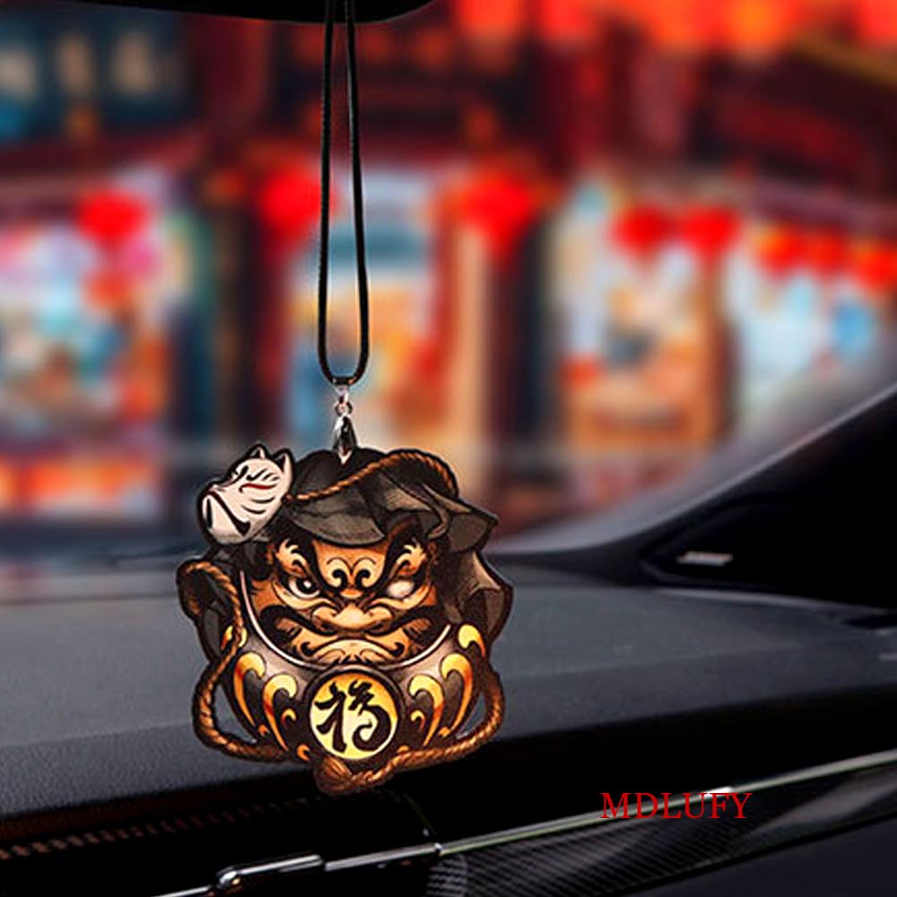 MDLUFY Daruma Car Hanging Daruma Necklace Car Car Car Mirror Entryway Ornament Pendant, Ornament, Pendant, Charm, Ornament, Bodhidharma, Decoration,