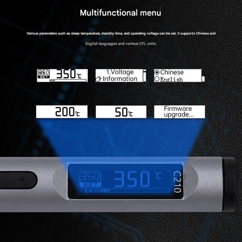 Digital Temperature Control Intelligent Soldering Iron 100W With Aluminum Alloy Construction Anti Slip Grip For DIY Projects