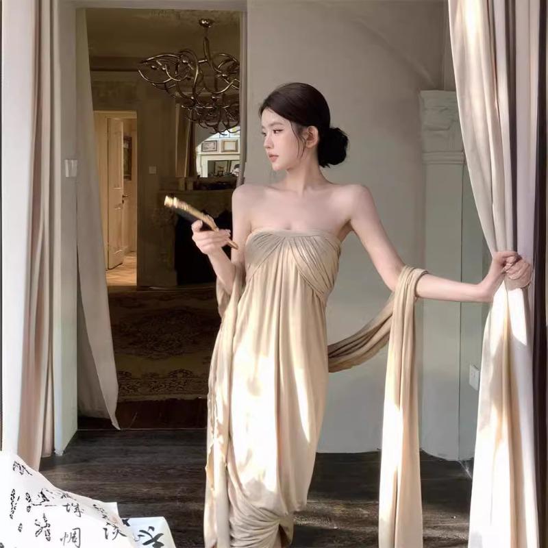 Robe Muse Grecque Femme Été Vintage Bandeau Vacances Dune Terres Désolées Plage Longue Jupe