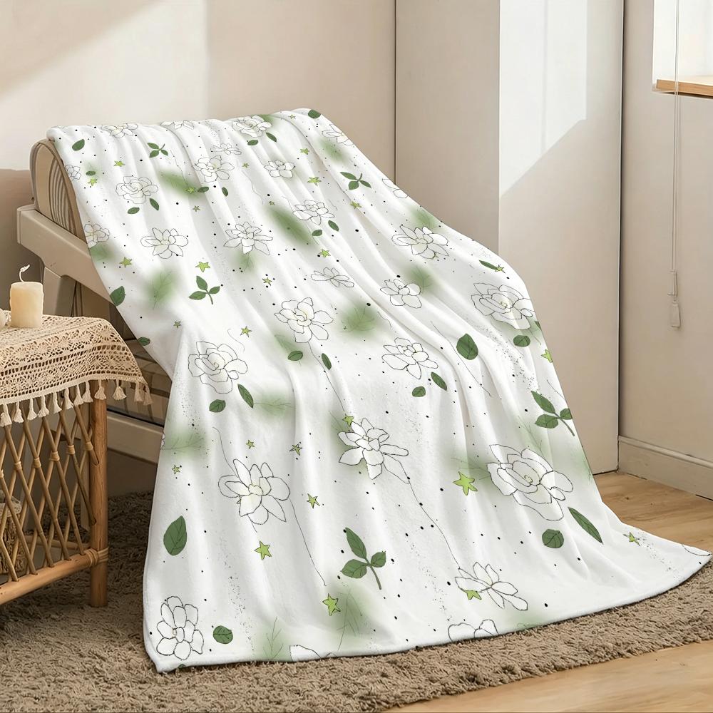 flowers cute Throw Lightweight 240g Flannel Blanket Soft Skin-friendly for Summer Cooling