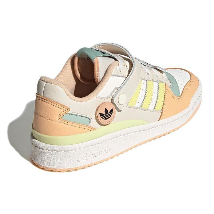 Adidas Originals Forum Low Leather Durable Lightweight Low-Top Skate Shoes Women Sneakers Beige Orange Yellow GW4427