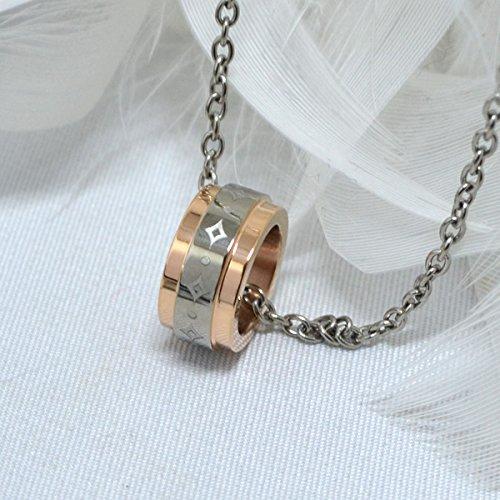 Fe-fe Phiten Women's Pink Gold Pendant Necklace, Size 12, Set of 2 (Necklace and Kotobuki Jewelry Polishing Cloth)