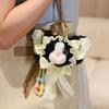 Bow Decor Cat Keychain Vintage Bag Charm Romantic Plush Doll  Key Decoration
