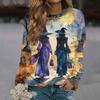 Women's Halloween Printed Long Sleeve Round Neck Raglan Sleeve Pullover Top