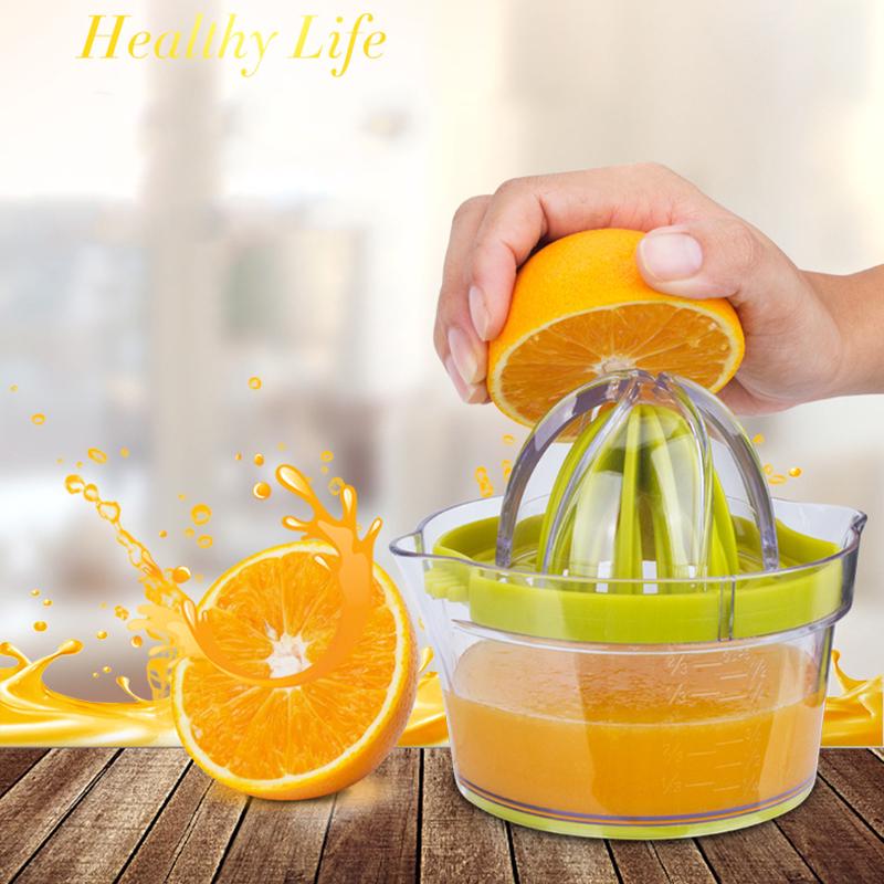 Fruit Squeezer with Built-in,Measuring Cup,2/×Filter Bag,4 in 1 High Quality PP and PS Plastics,Easy to Clean,400ml Hand Juicer Lemon Orange Squeezer Manual Citrus Lime Squeezer Juicer