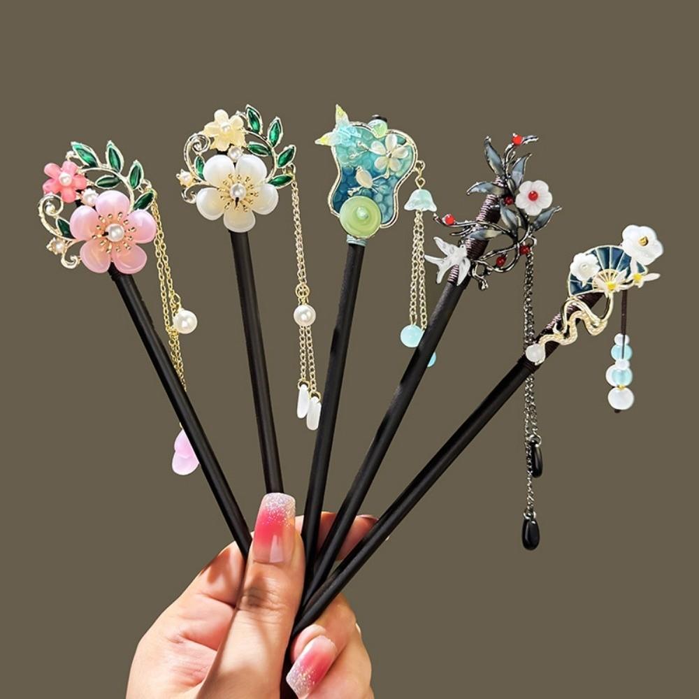 Magnolia Flower Wooden Hair Chopsticks Chinese Style Flower Hair Sticks Ancient Hanfu Accessories