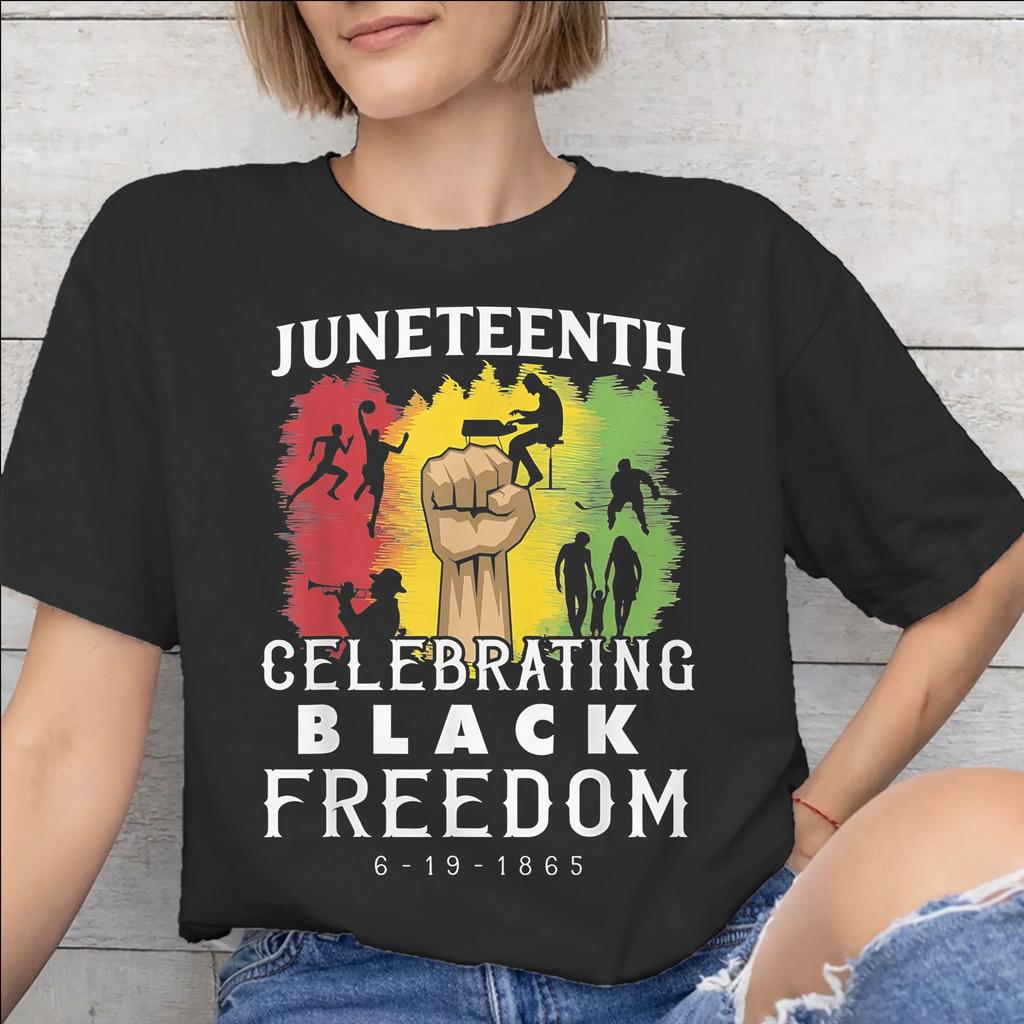 Printed Juneteenth Day 1865 June 19th African American Pride T Shirt for Unisex Unisex Cotton Tee Shirt Short Sleeve Clothing