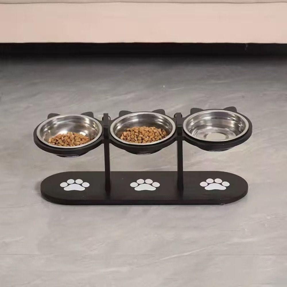 3 In 1 Pet Food Feeder Stainless Steel Pet Water Bowl Cute Elevated Cat Dog Bowl  Pet Treats