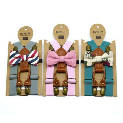Wedding Dress Baby Kids Suspenders Cow Tie Belts Printed Bow Tie Elastic Braces