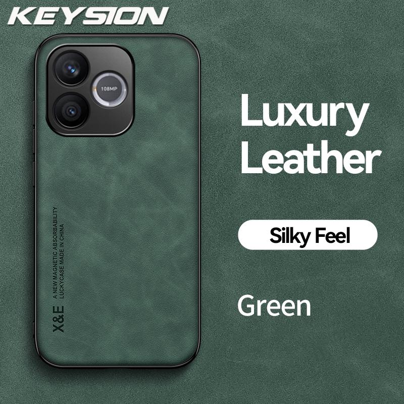 KEYSION Luxury Retro PU Leather Phone Case for HONOR 600 Lite 5G Silicone+PC Shockproof Phone Back Cover for Honor 500 Smart 5G