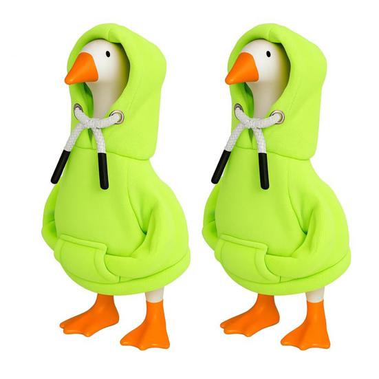 2Pcs Mini Goose Hoodie 7 Inch Desk Goose Outfit Tabletop Goose Statue Costume for Magnetic Goose Figurine Key Holder Table Decor