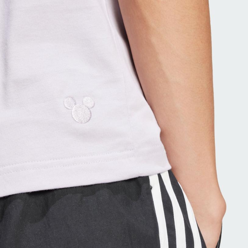 Adidas Originals X Mickey Mouse SS24 Logo Triple Stripe Sports T-Shirt Men Tops Silver IY2271