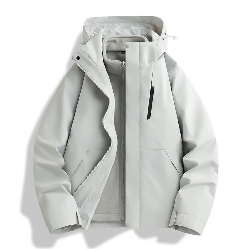 Couple 3-in-1 Waterproof Jacket Solid Color Outdoor Casual Sport Coat Men Women