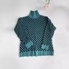 Women's Autumn and Winter Checkerboard Lapel Loose Knit Colour Block Sweater