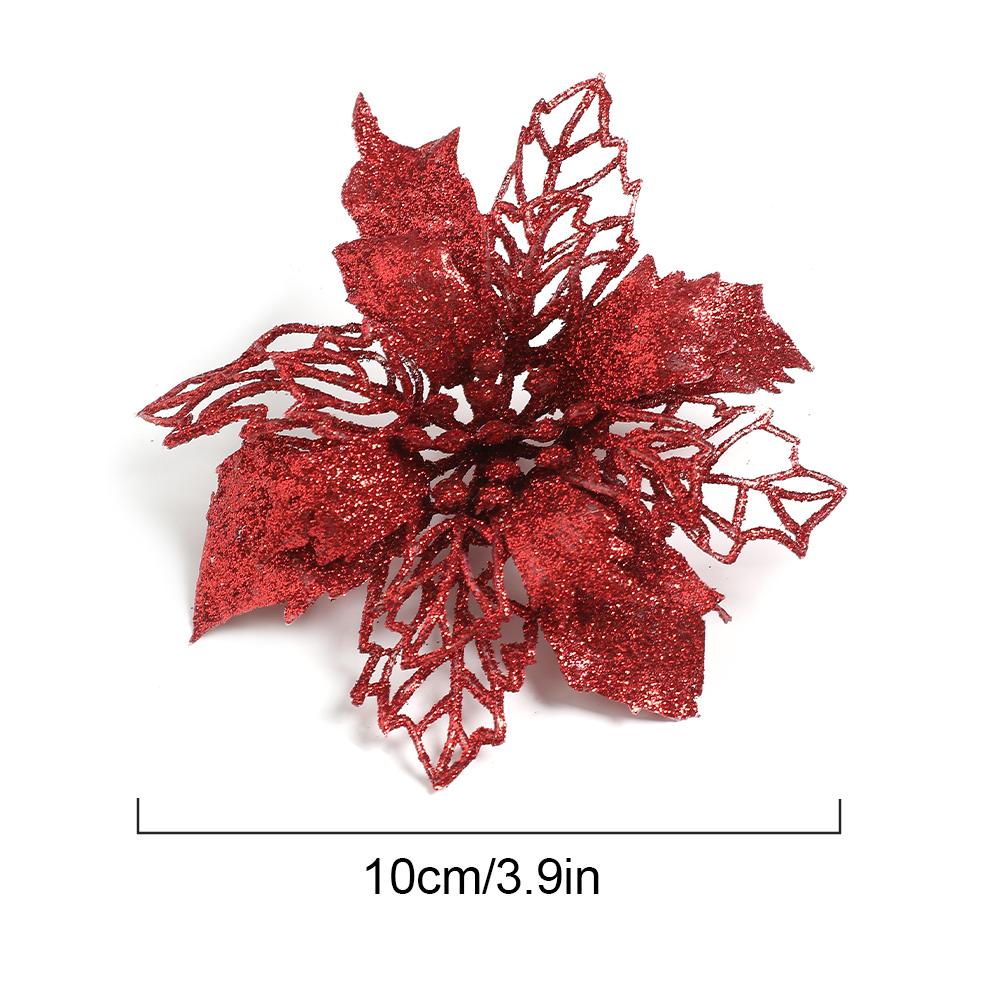 5/10Pcs Glitter Christmas Decorations Artifical Flowers Xmas Tree Garland Fake Flowers for Home Decor Navidad New Year Accessory