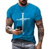 Christ Jesus Men's T-Shirt 3d Cross Print Short Sleeve Harajuku Vintage Top Tees Men's Summer Casual Shirt
