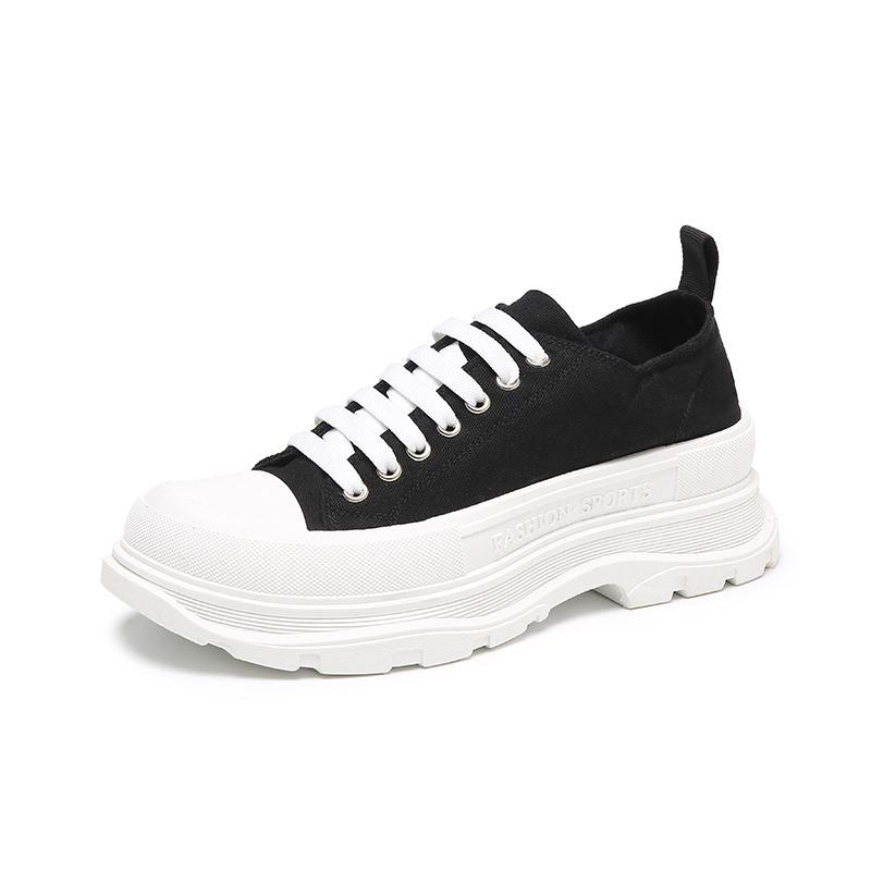 2025 Couple Canvas Shoes High-quality Spring Breathable 4CM Increased Men's Casual Shoes Female Chunky Lace-up Vulcanized Shoes
