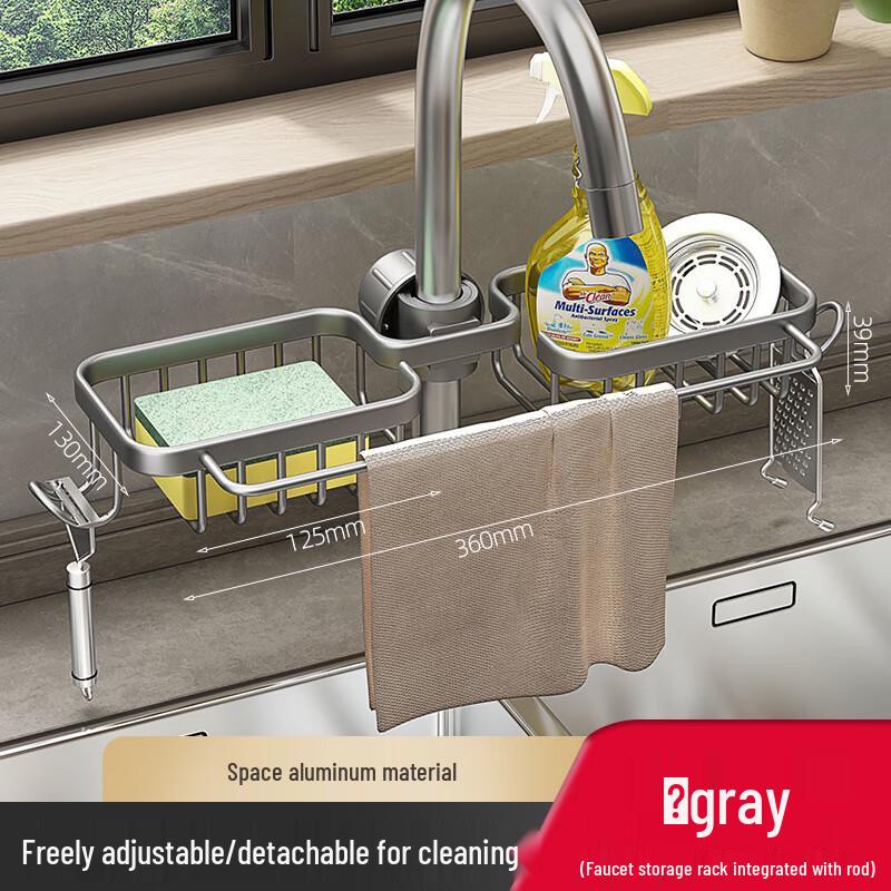 Punch-Free Kitchen Faucet Organizer Rack