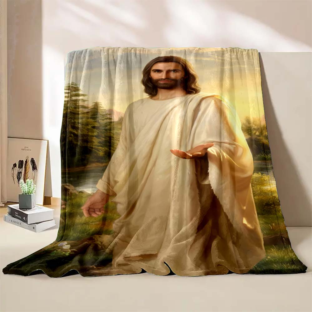 6 Sizes God Jesus Believer Pray Printed Blanket Soft and Comfortable Home Travel Blanket Adult and Child Warm Blanket Catholic