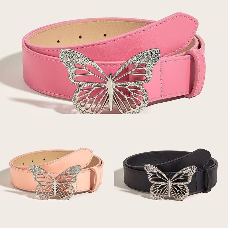 Inlaid Rhinestone Gorgeous Metal Butterfly Buckle Waist Belt For A Vintage Look Inspired