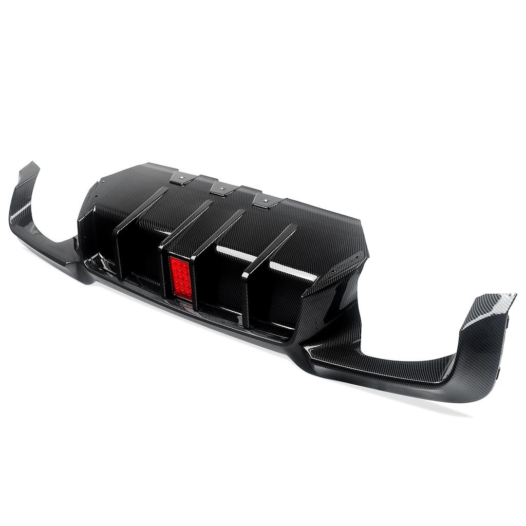MagicKit for BMW 5 Series F10 M Sport Bumper 10-16 Carbon Look Rear Diffuser with LED Light