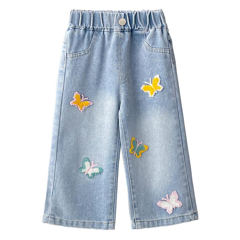 Girls' Soft Denim Washed Jeans - Autumn 2025 Straight & Wide Leg