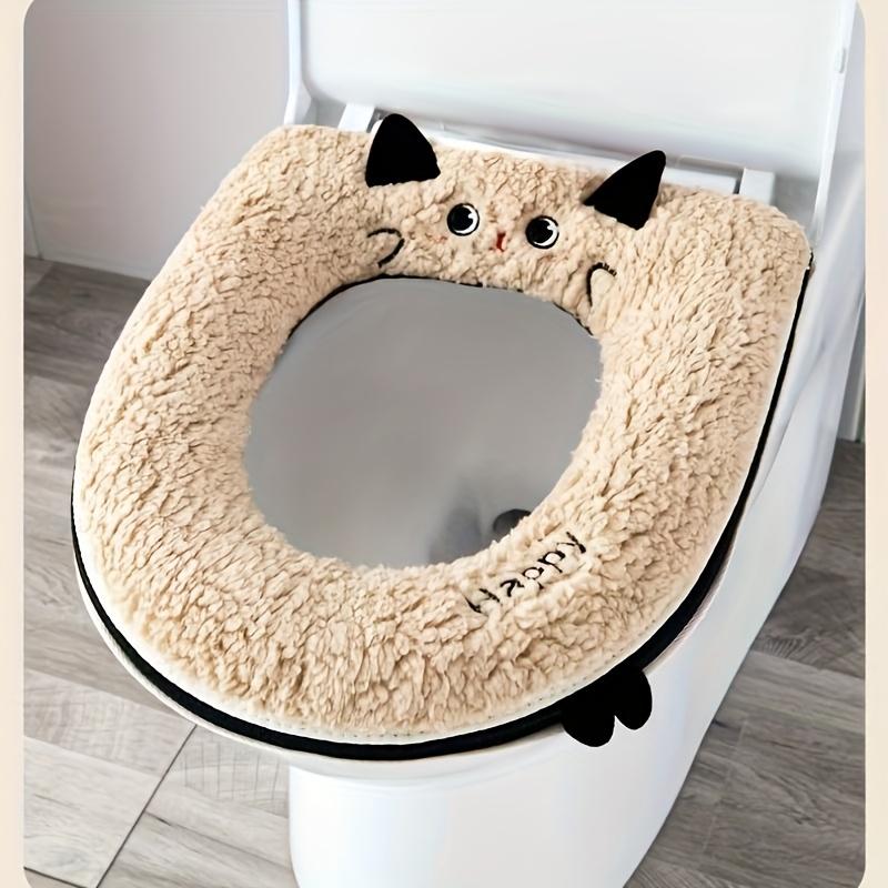 Nouveau Coussin de Siège de Toilette Chat de Dessin Animé Doux Imperméable Fermeture Éclair Couvercle de Toilette Amovible Chaud Épaissi Coussinet de Siège de Toilette Universel