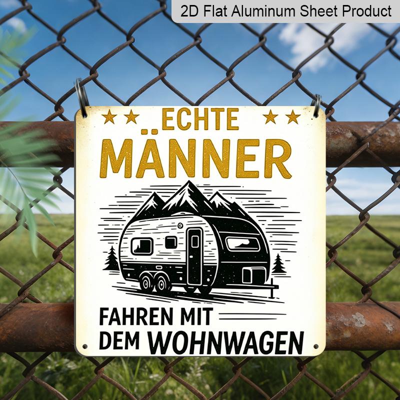

2D Flat, 1pc RV Adventure Metal Sign- Camping Decoration with Real Men Have Adventures in RVs Text- Heavy Structure- Garage, Garden, Clubhouse and 20*20cm