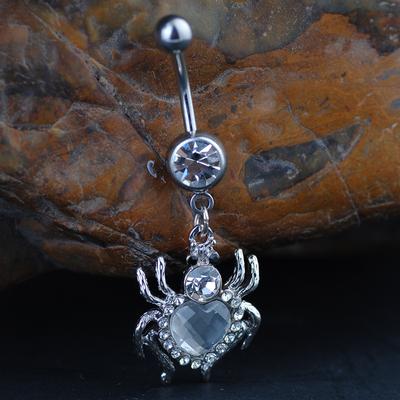 Hochwertiger Herz-Zirkon-Spinnen-Nabelring mit Nabelschnalle 