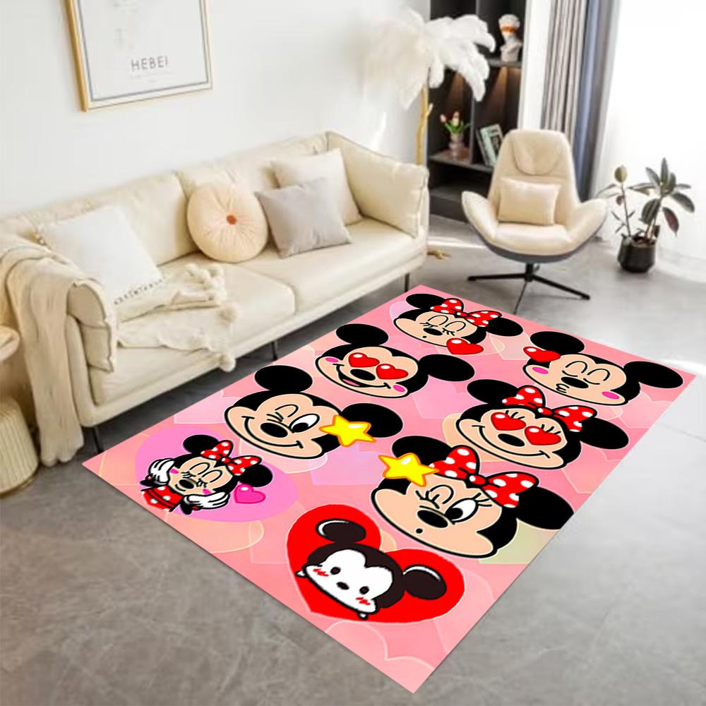 Mickey Minnie's Valentine Floor Rug Office Rug Suitable for Living Rooms Bedrooms Foyer Study room Antislip Carpet Anime Office Decor