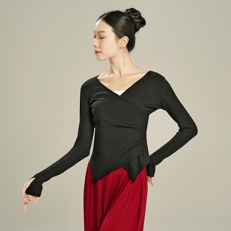 Dámský zeštíhlující top na tanec a jógu - Moderní, klasické a čínské taneční cvičební oblečení