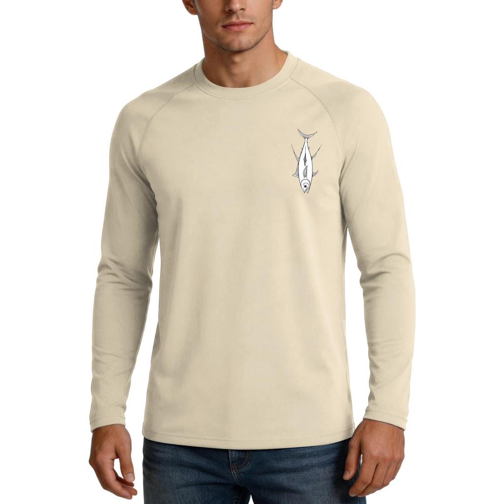 Men's Long Sleeve UPF 50 Plus Sun Protection Shirt Basic Breathable Loose Fit Outdoor Casual T-Shirt with Quick Dry Cooling Fabric