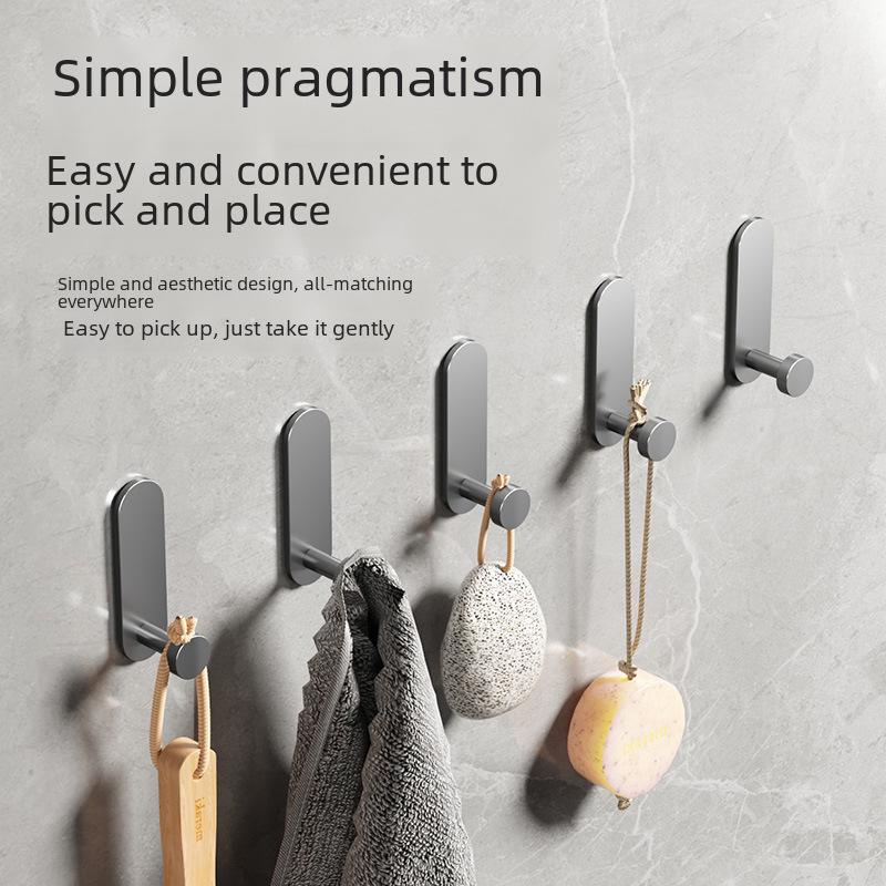 Gun Gray Adhesive Hook for Towels - Strong, Punch-Free Wall-Mounted Hook for Bathroom and Entryway