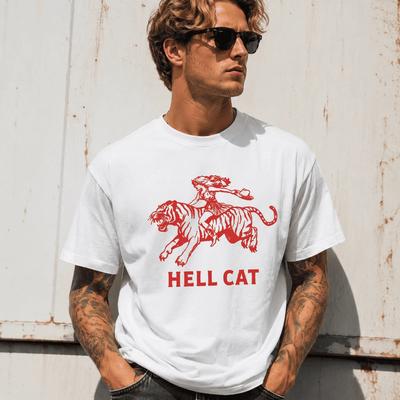 Hell Cat Tiger Graphic T-Shirt Cowgirl Riding Tiger Southern Western Tee