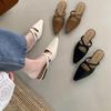 French Retro Flat-bottomed Pointed Head Bag Head Half Slippers Women's Shoes Wear 2025 Summer Pointed Head Lazy Cool Slippers Women