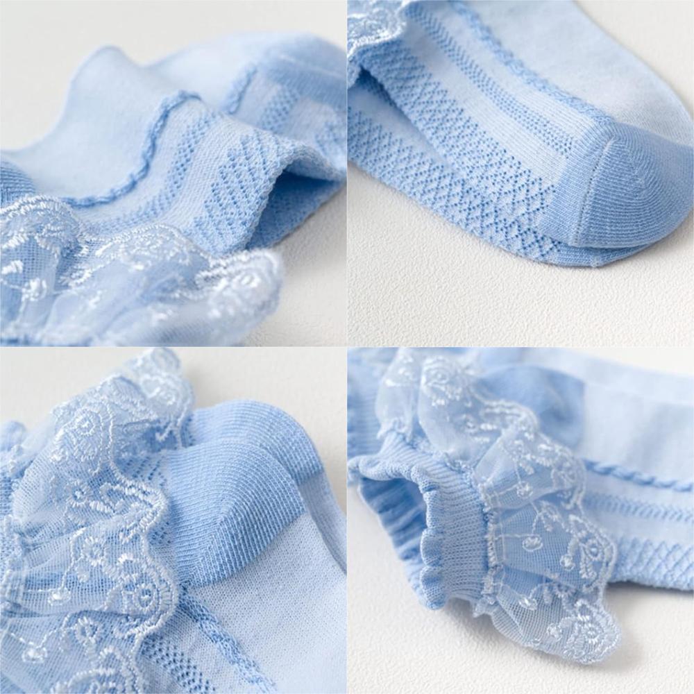Girls Lace Ruffle Socks Cute Children Baby Ankle Short Breathable Cotton Sock Princess Lace Dress Socks for 1-12 Years Kids Gift