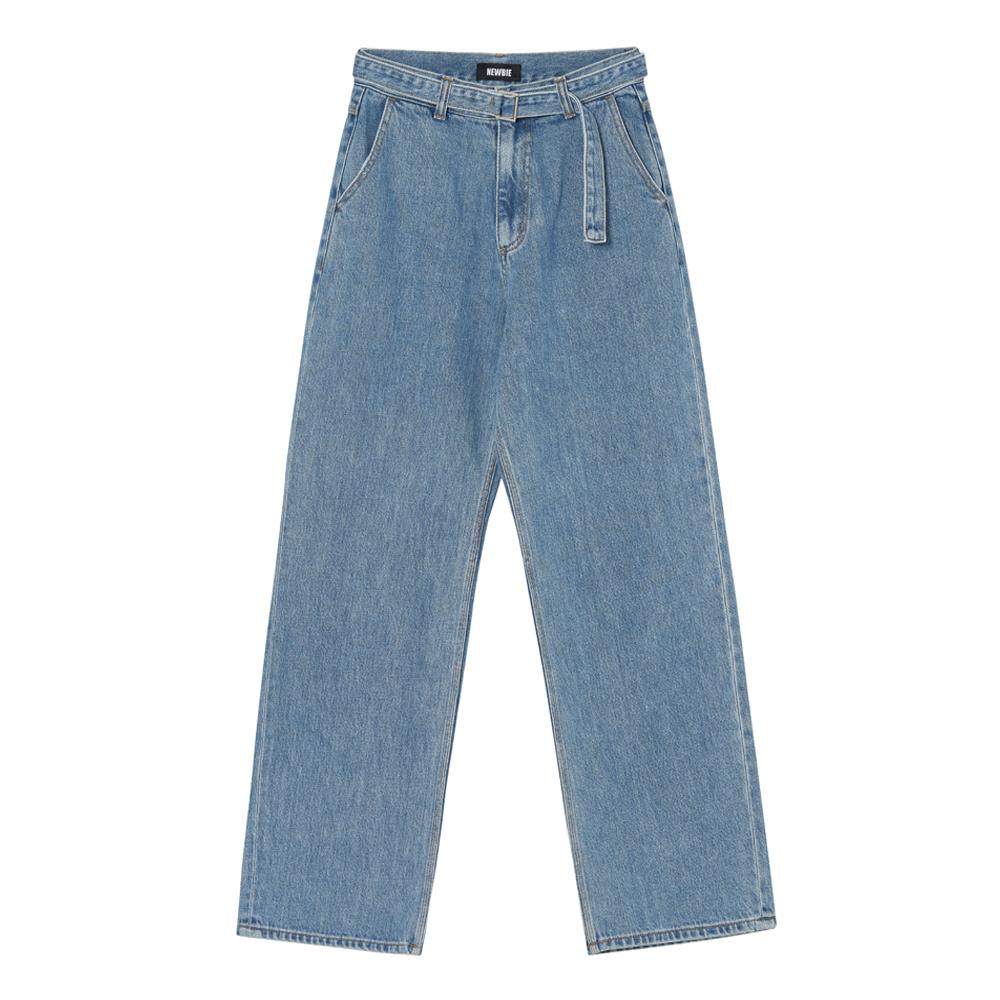 Newbie Belted Straight Pants (Cream)