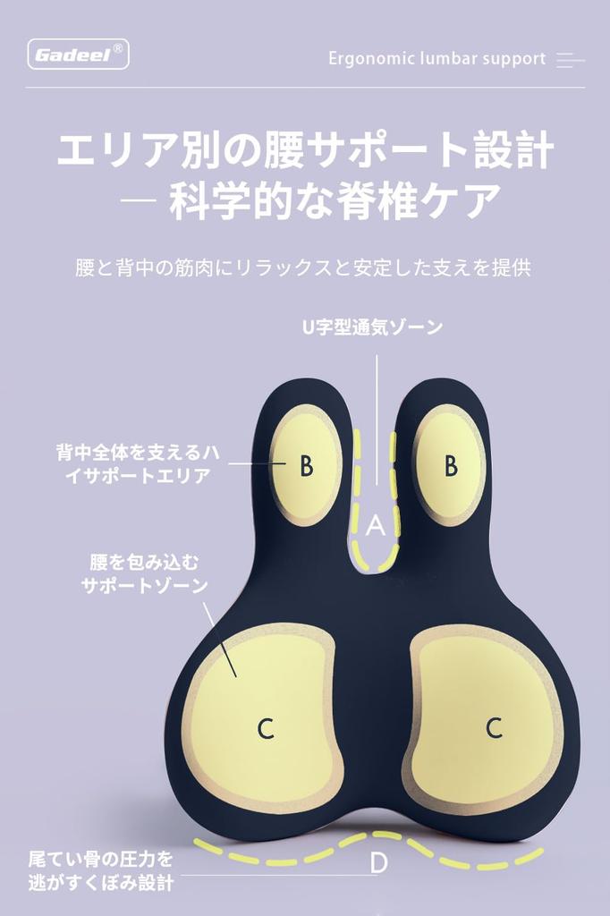 Gadeel Car Back Pain Memory Foam Lumbar Neck Ergonomic Lumbar Body Pressure Cute Relaxing Cushion with Adjustable Mounting Suitable for Long or as a